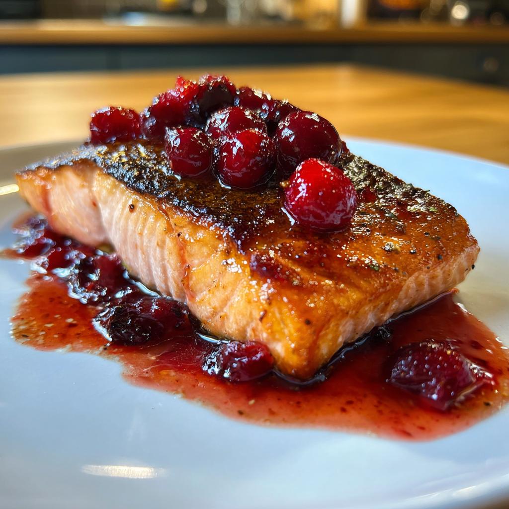 Mediterranean Baked Salmon with Sweet and Tangy Cranberry Sauce - detail 1