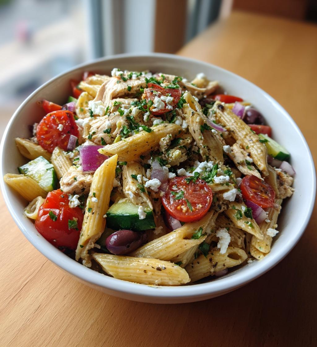 Mediterranean Chicken Pasta Salad