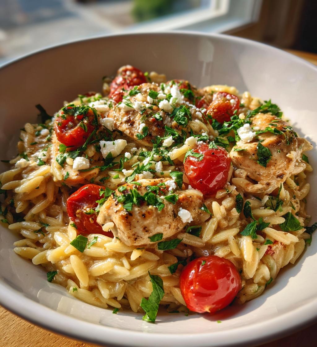 Mediterranean Creamy Chicken Orzo