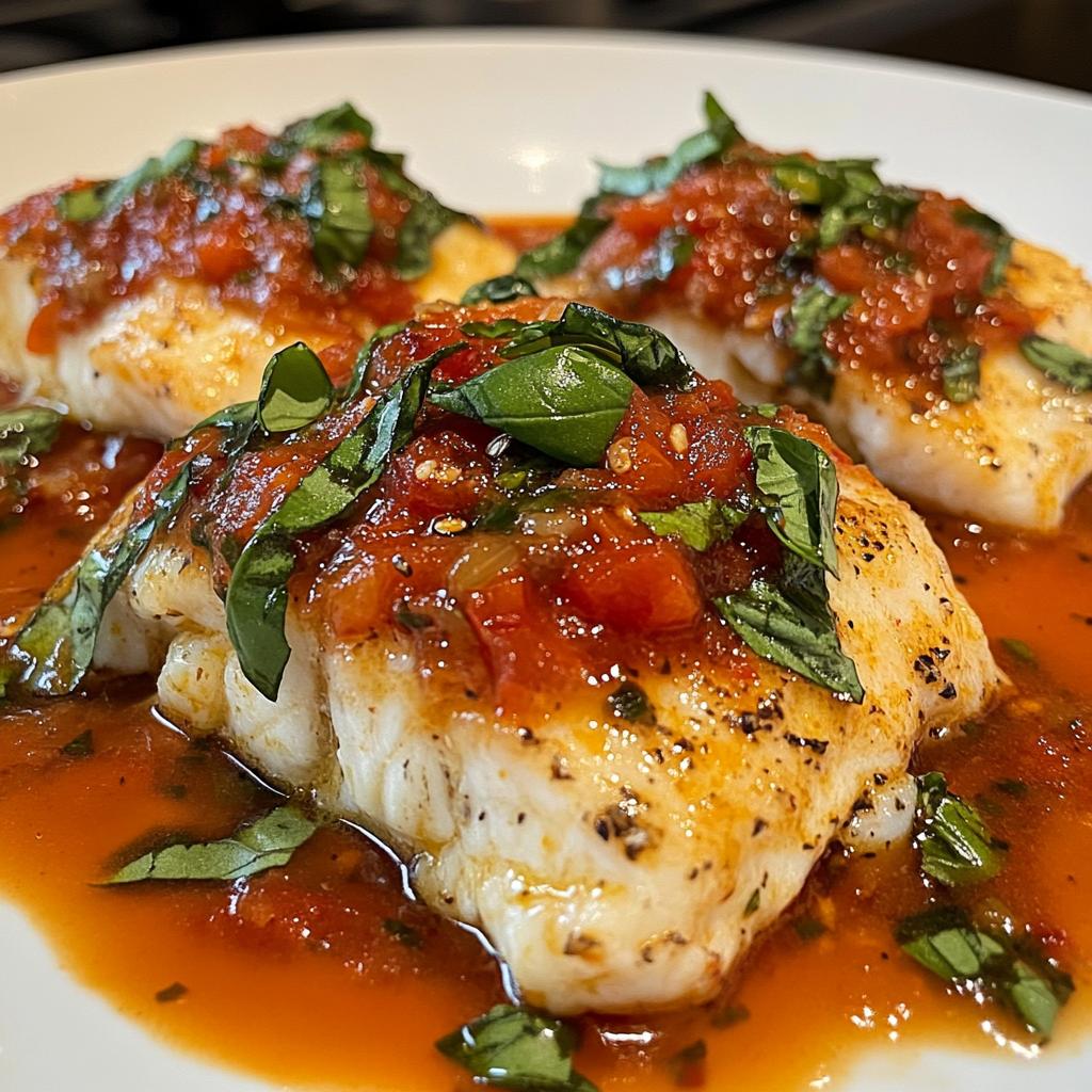 Pan-Seared Mediterranean Cod in Tomato Basil Sauce