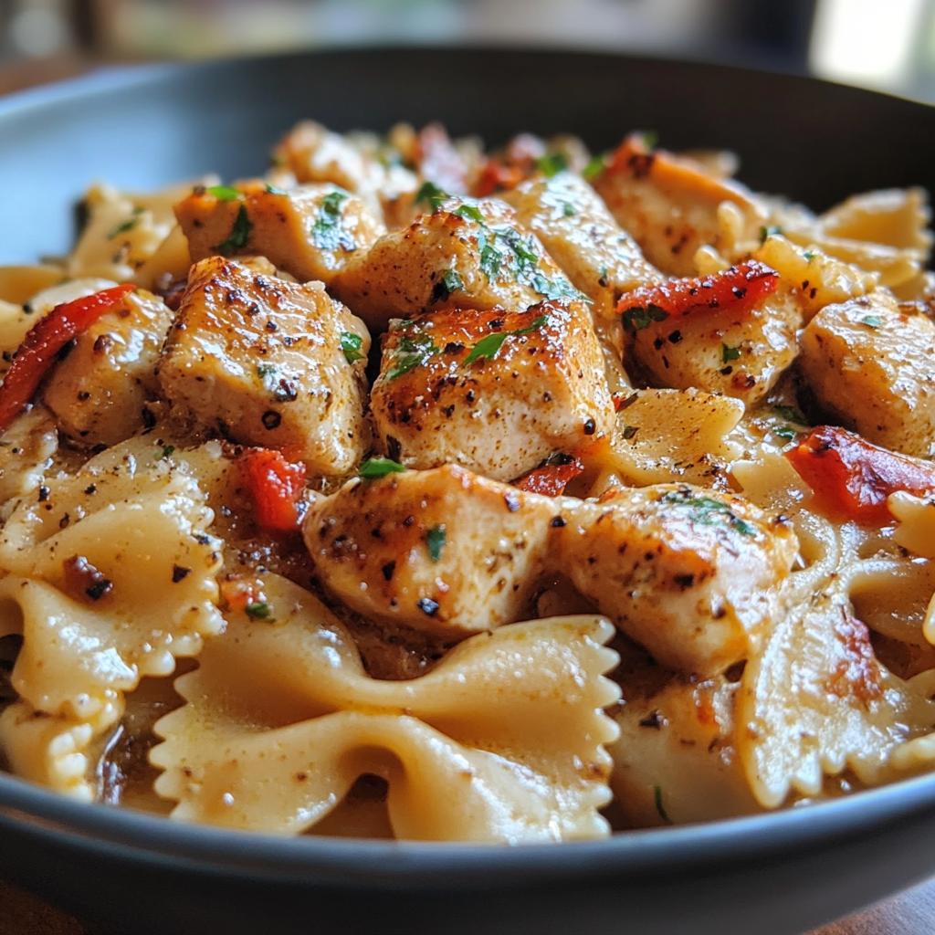 Parmesan Roasted Red Pepper Chicken Bowties in Garlic Cream - detail 1