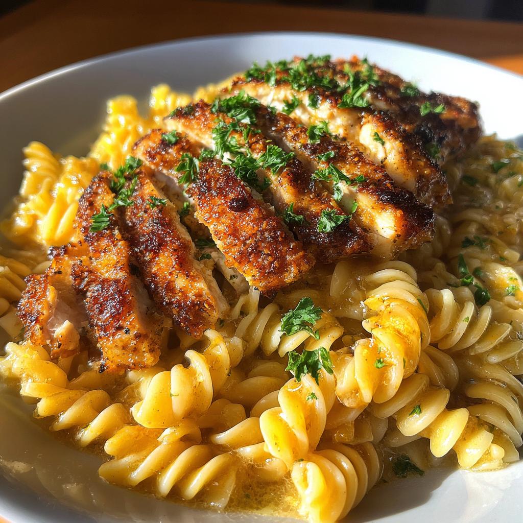 Parmesan Rotini with Cajun Garlic Butter Chicken