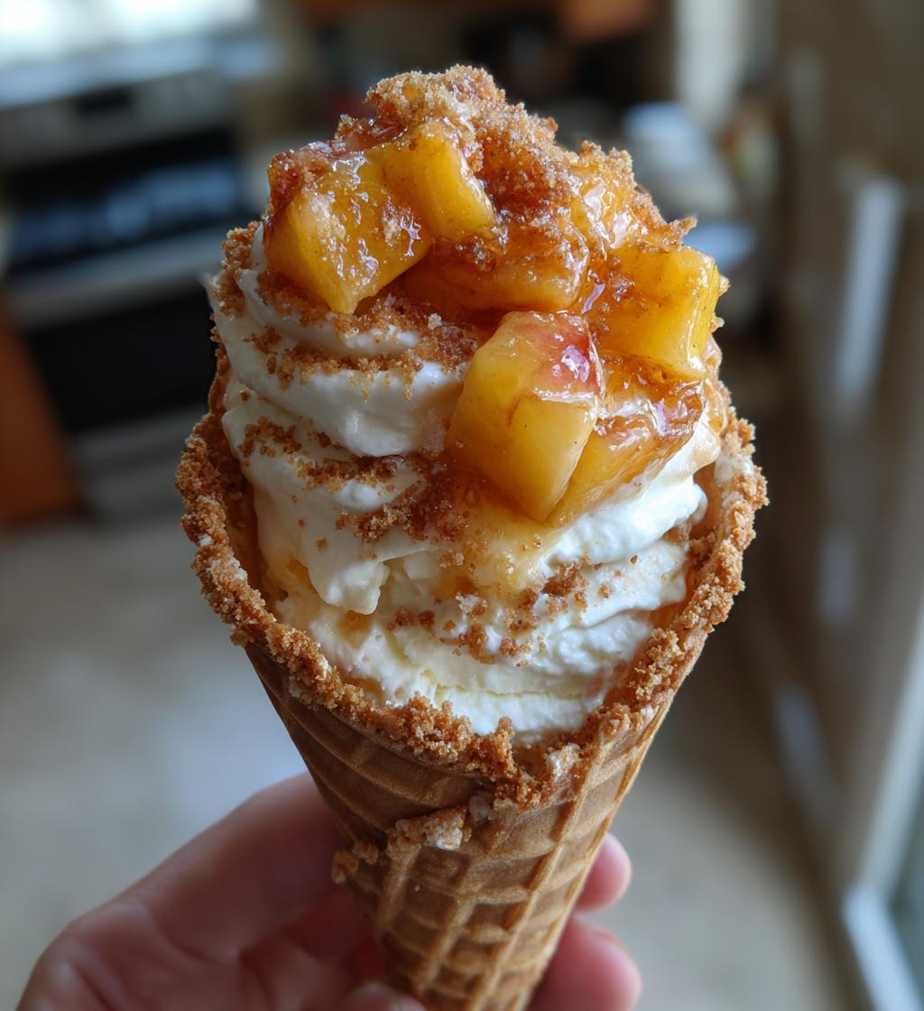 Peach Cobbler Cheesecake Cones - detail 1