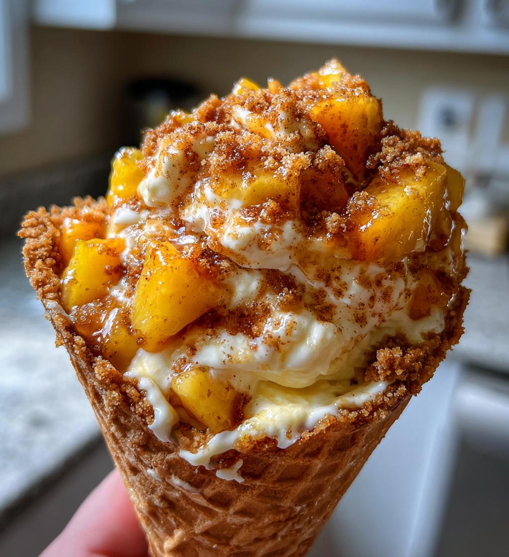 Peach Cobbler Cheesecake Cones