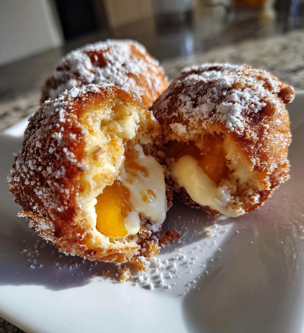 Peach Cobbler Cheesecake-Stuffed Donuts