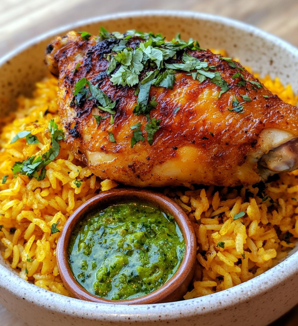 Peruvian Chicken and Rice with Green Sauce - detail 1