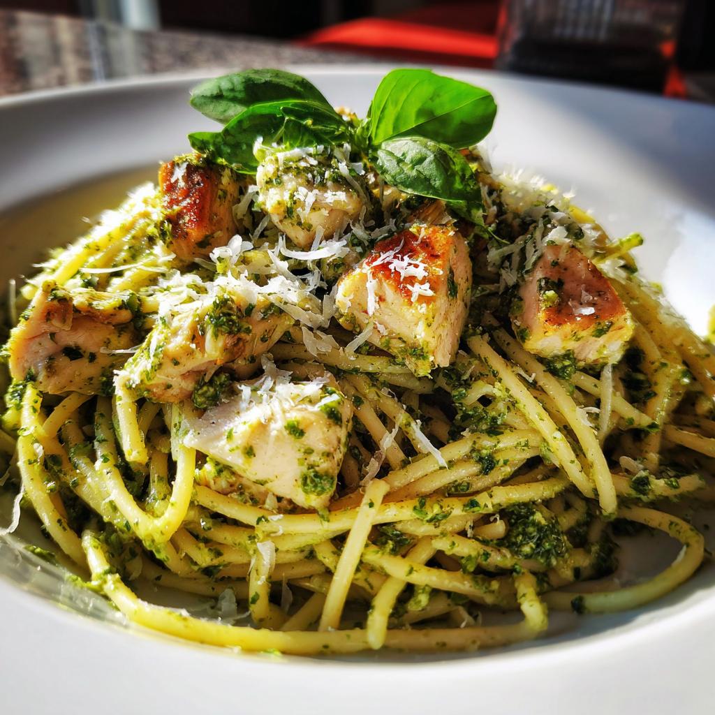 Pesto Chicken Pasta with Fresh Basil