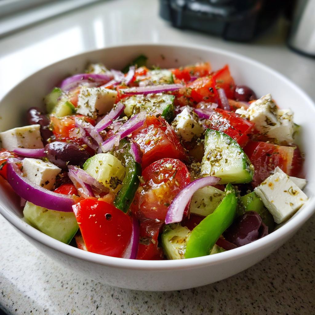 Refreshing Greek Farmer's Salad with Feta and Olives - detail 1