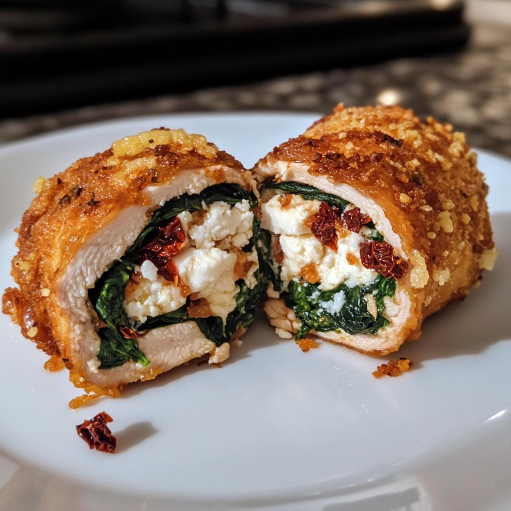 Rolled Up Chicken with Feta, Spinach, and Sun-Dried Tomatoes