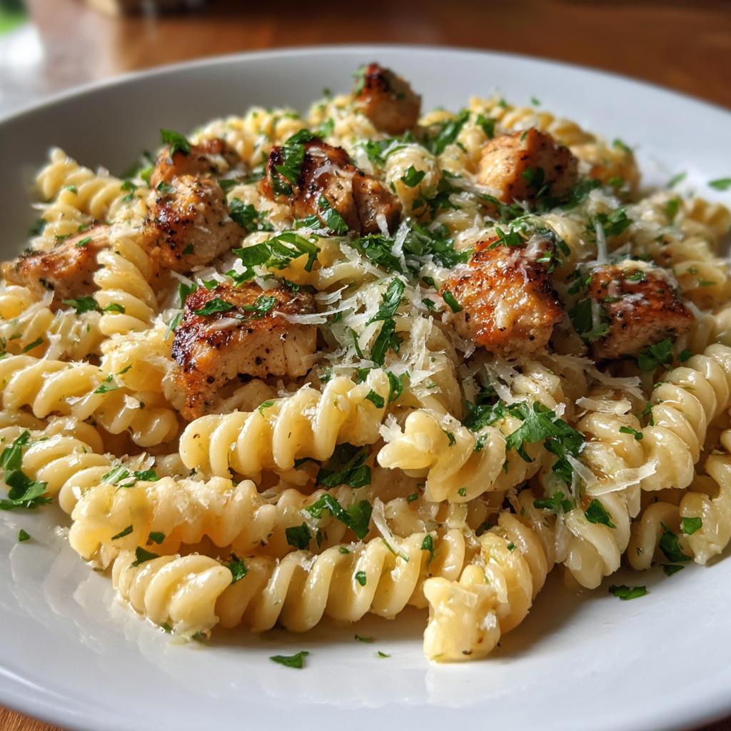 Rotini with Garlic Parmesan Chicken Easy Pasta Dinner - detail 1
