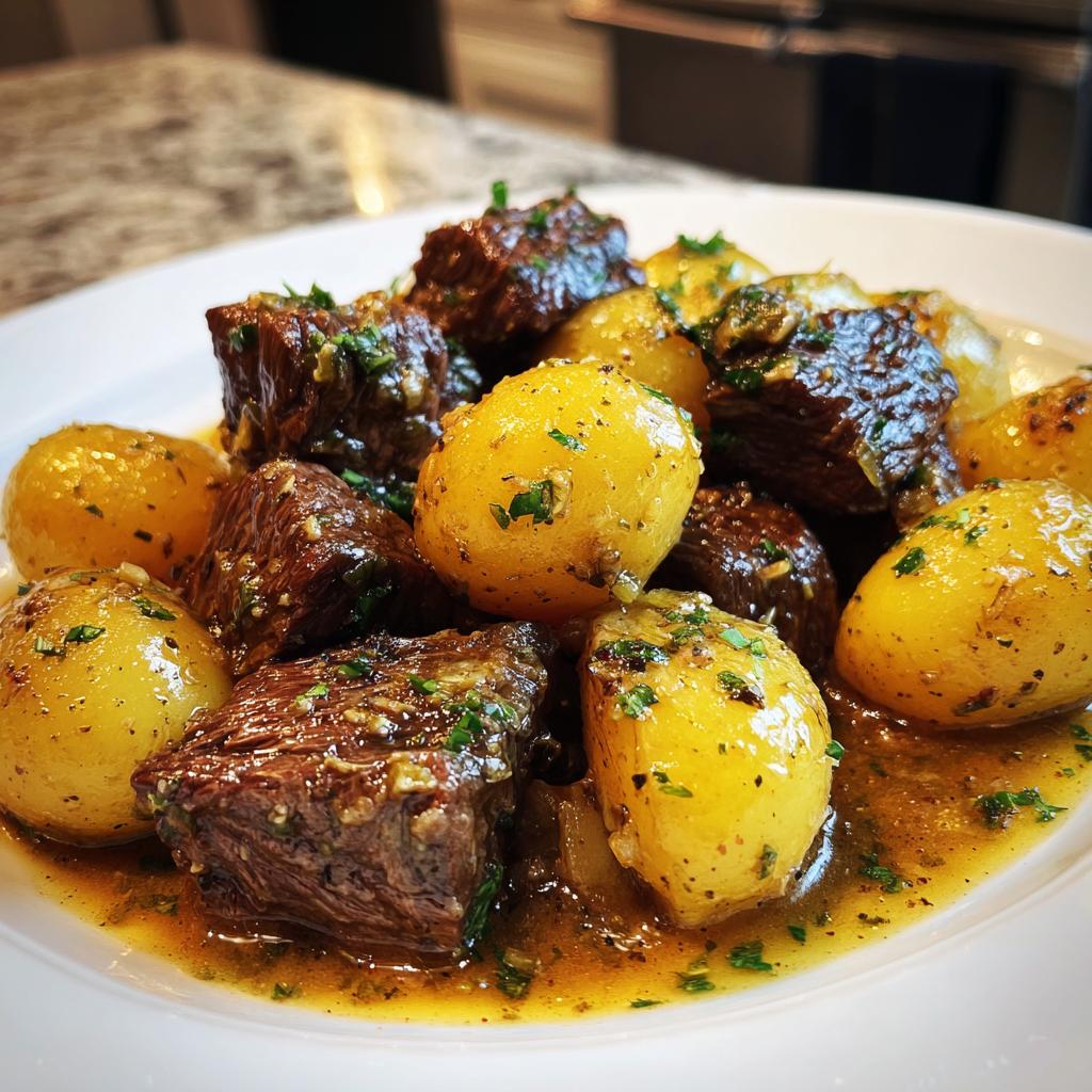 Slow-Cooked Comfort: Garlic Butter Beef Bites with Potatoes That Melt in Your Mouth - detail 1