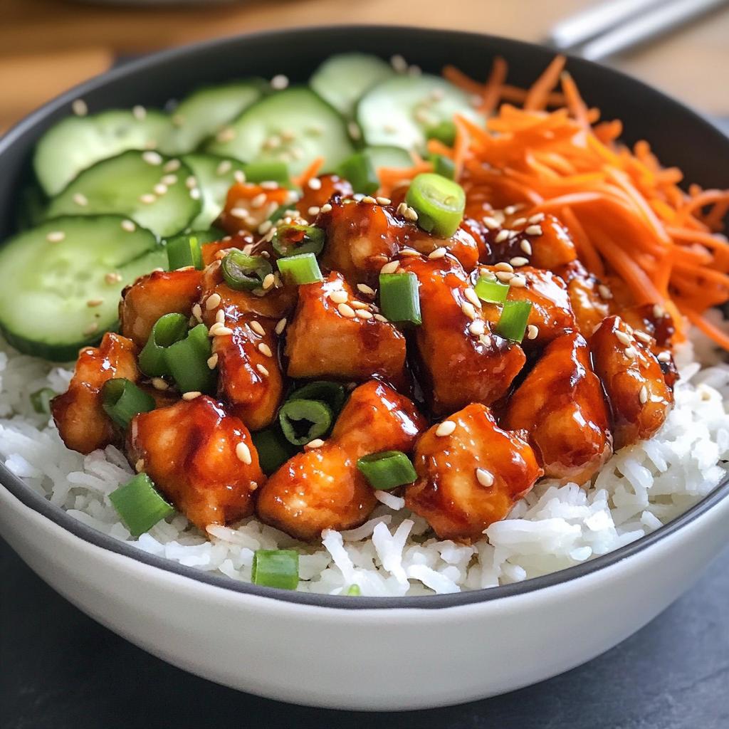 Spicy Sriracha Honey Chicken with Rice Bowls