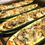 Spinach, Mushroom, and Ricotta Stuffed Zucchini Boats