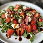 Strawberry, Prosciutto, and Burrata Salad with Balsamic and Maple Dressing