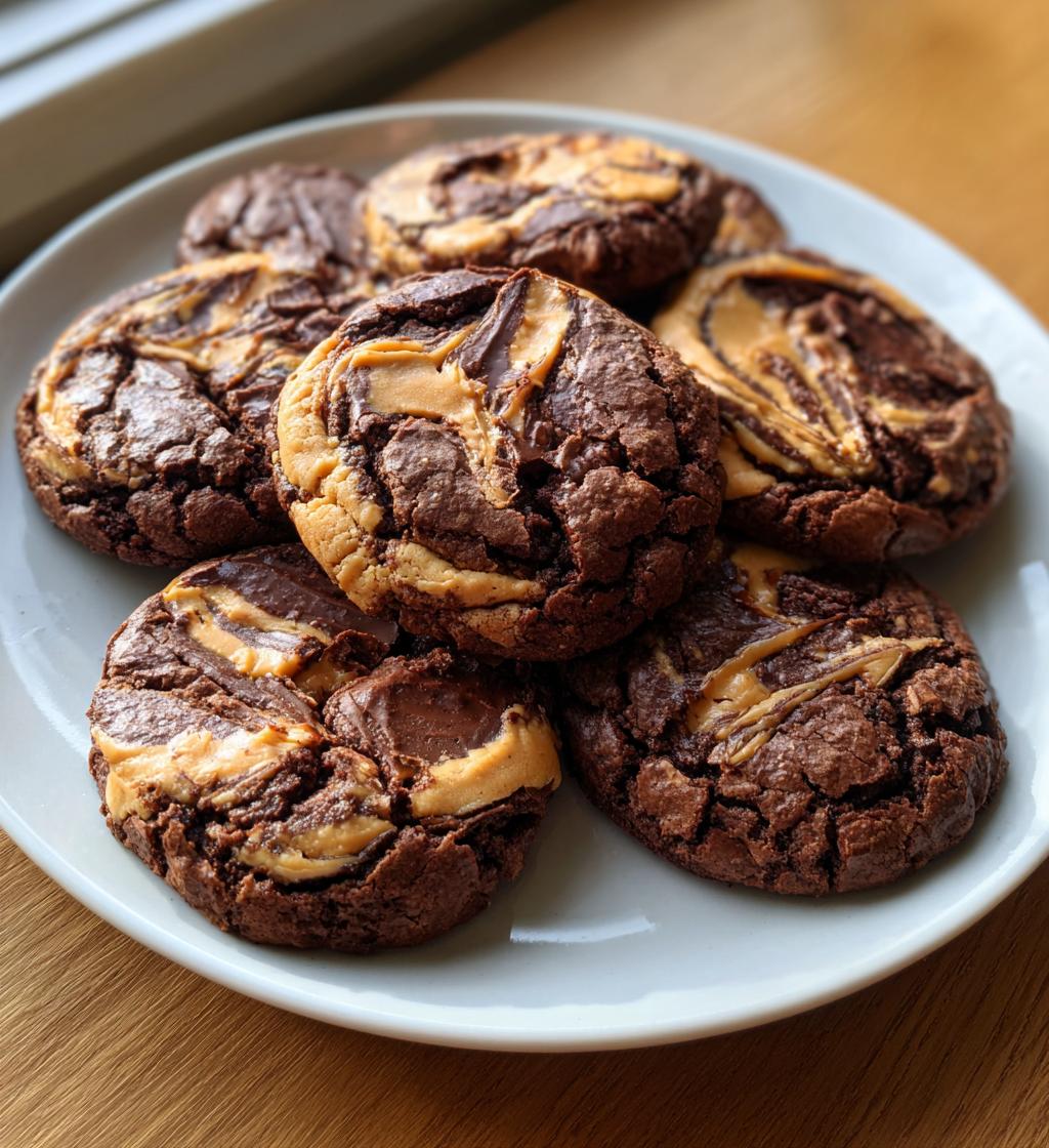 Swirled Brownie Cookies with a Peanut Butter Twist