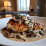 Tender chicken breast in creamy mushroom sauce