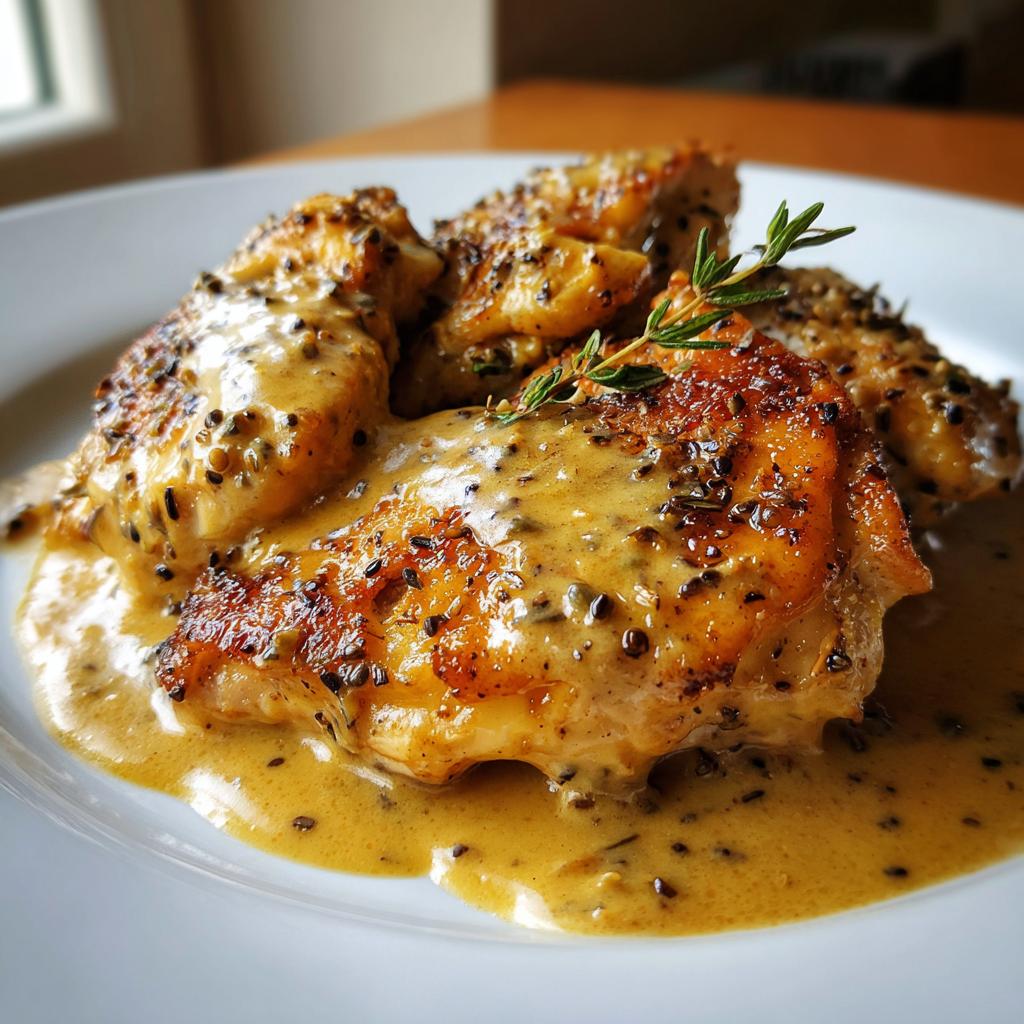 Tender chicken in a creamy mustard sauce - detail 1