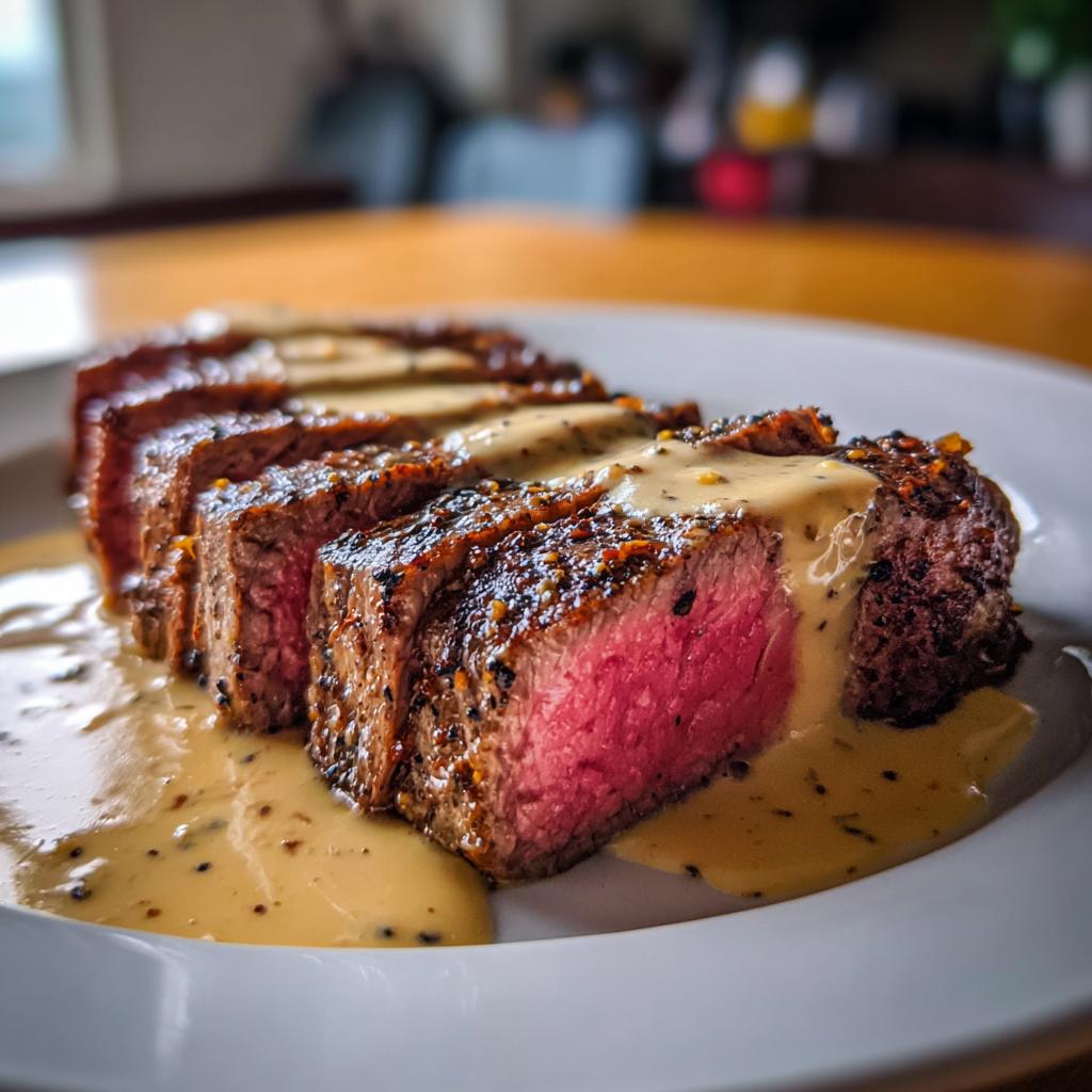 Tender steak with a delicious creamy sauce. - detail 1