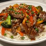 Teriyaki Beef Stir-Fry with Vegetables and Rice Noodles