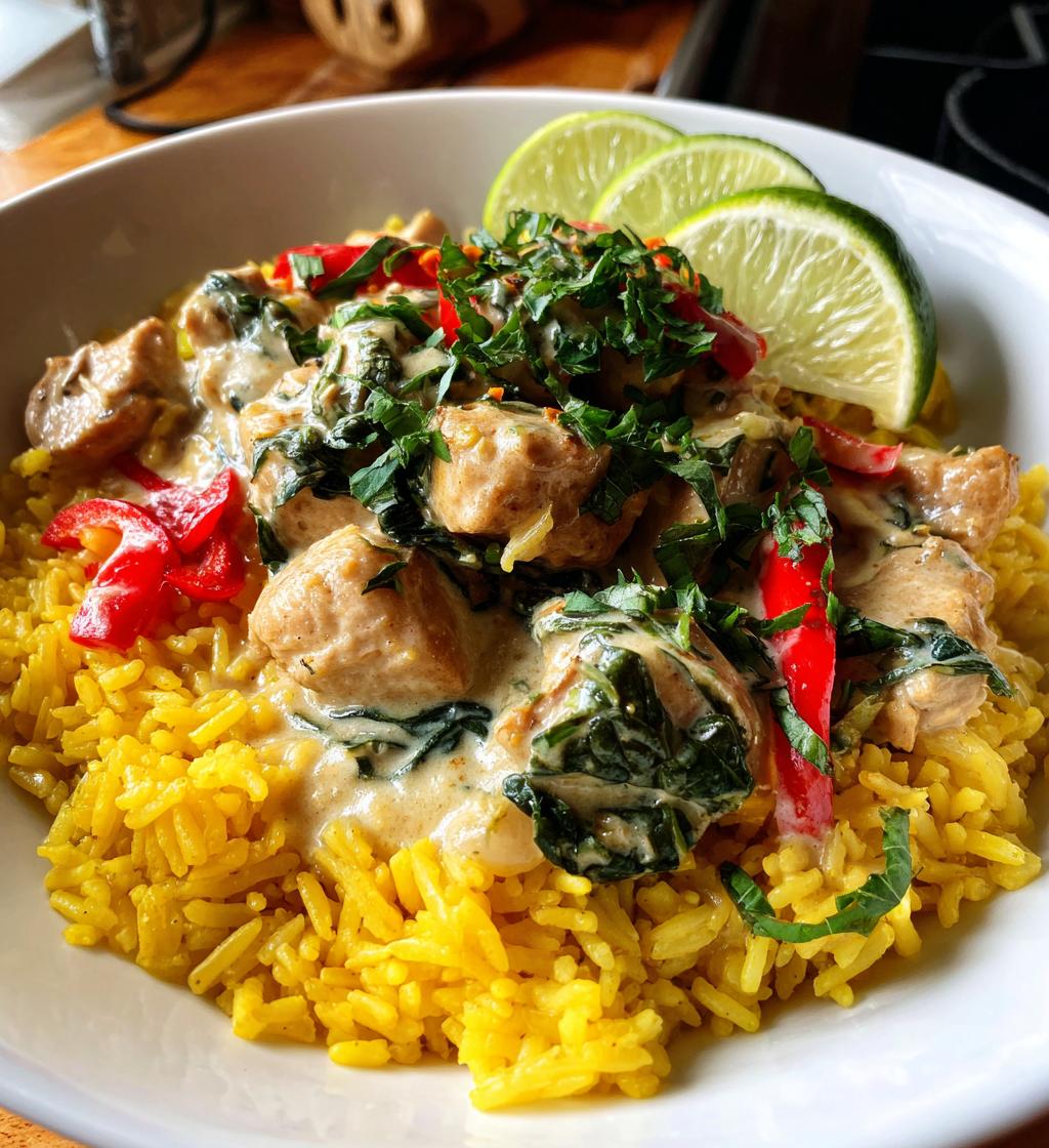 Thai-inspired coconut basil chicken with spiced rice
