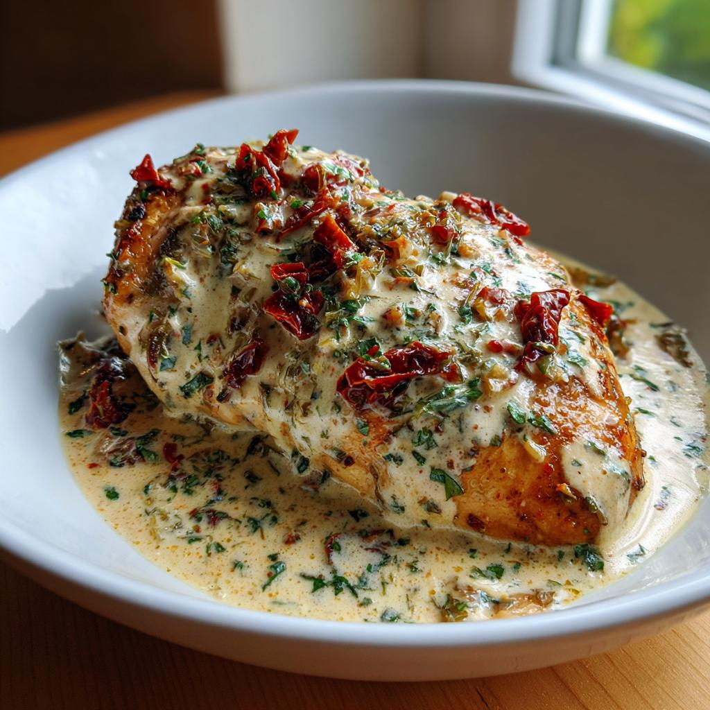 Tuscan Creamy Chicken with Sun-Dried Tomatoes