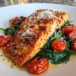 Tuscan Garlic Salmon with Spinach and Tomato Recipe