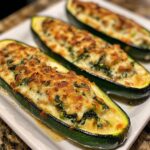 Zucchini Boats Stuffed with Spinach Mushroom Ricotta