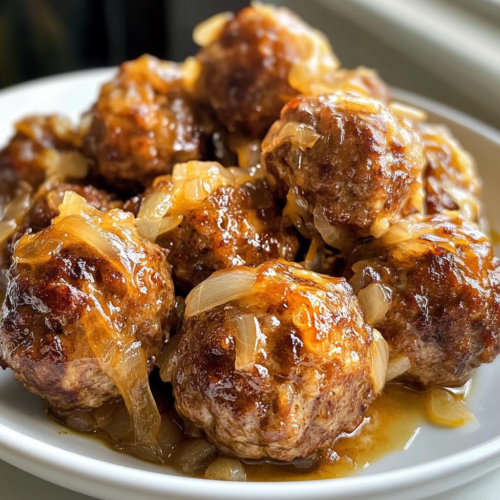 caramelized onion cheese meatballs recipe