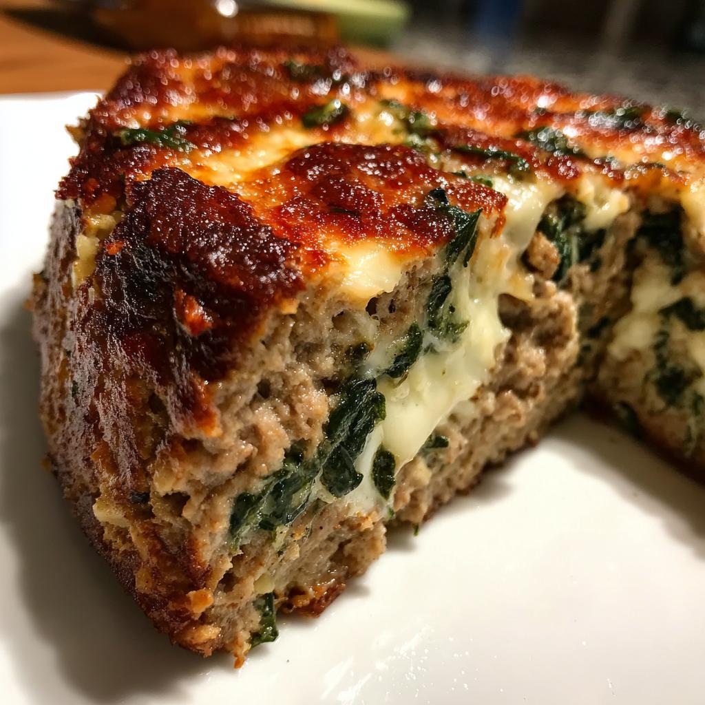 savory spinach mozzarella meatloaf