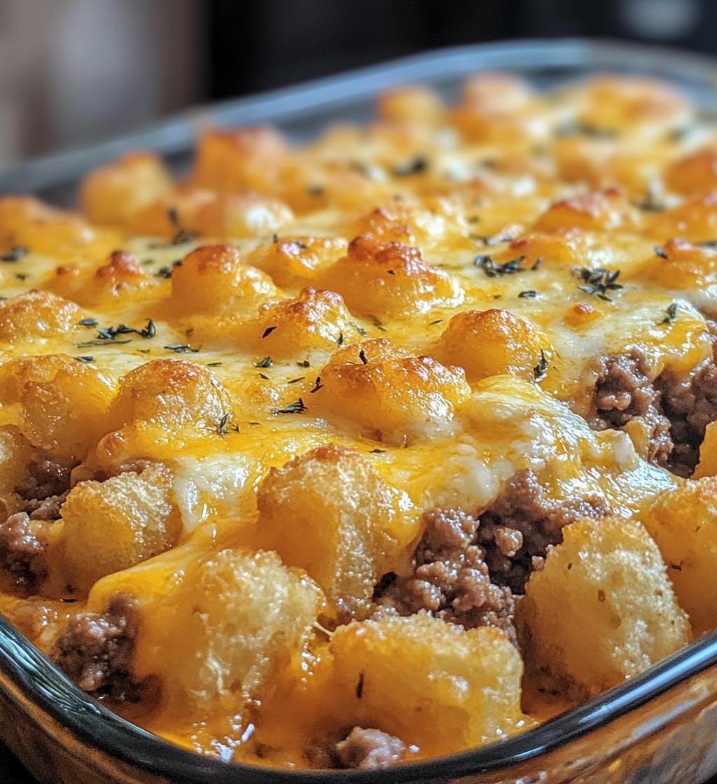 tater tot casserole ground beef cheddar cheese