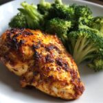 Airfryer Chicken Breast with Broccoli a simple and healthy dish featuring golden-brown