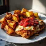 Baked Chicken Parmesan with Golden Potato Cubes
