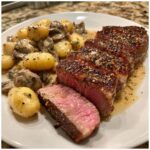 Black Pepper Ribeye with Creamy Mushroom Alfredo Gnocchi