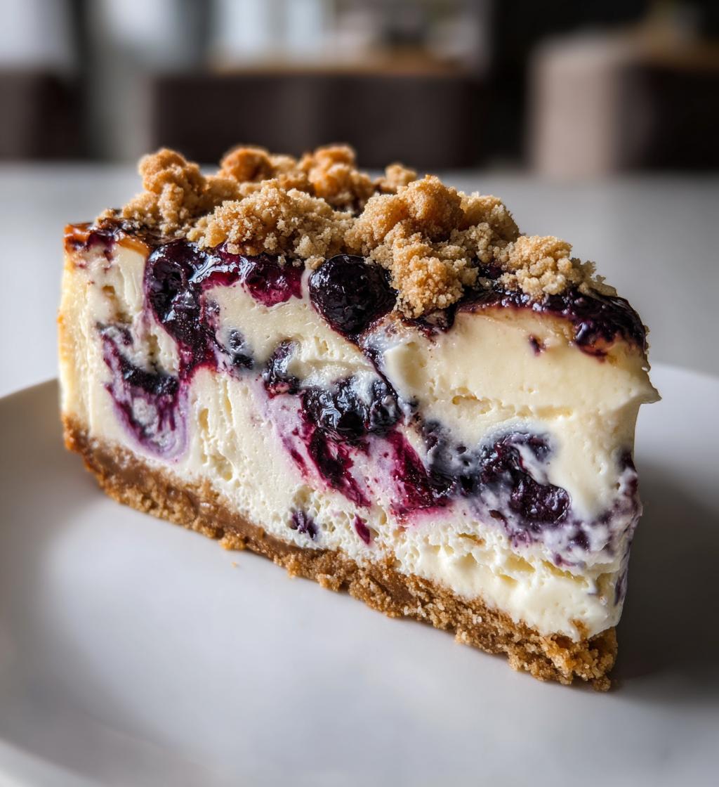 Blueberry Cream Cheesecake with Crumbles