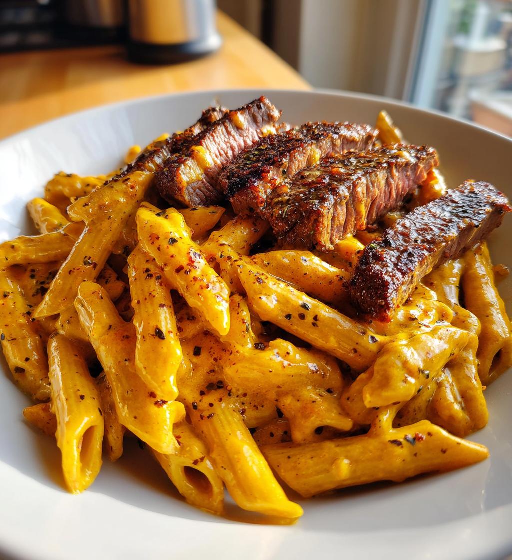 Cajun Steak Penne with Ranch Honey Cheese Sauce