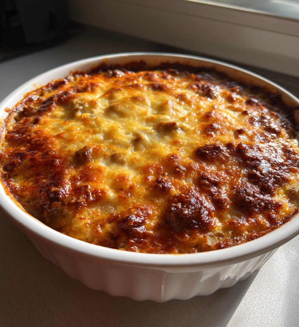 Cheesy Ground Beef Rice Casserole Recipe: Easy Family Meal (PDF Download)