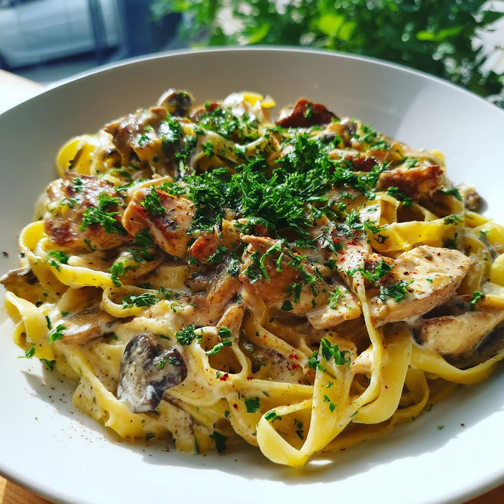 Chicken & Mushroom Pasta in Decadent Cream Sauce