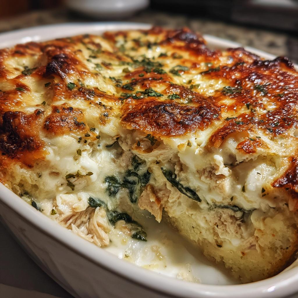 Chicken and Spinach Casserole with Cream Cheese | CookedByMomy
