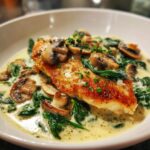 Chicken with Spinach and Mushrooms in Creamy Parmesan Sauce