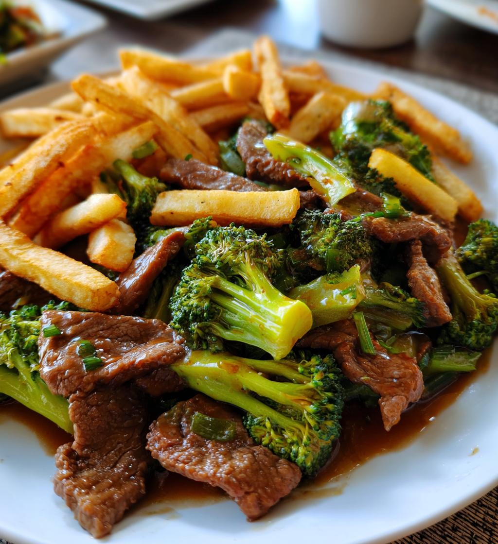 Chinese Beef and Broccoli with Crispy Fries