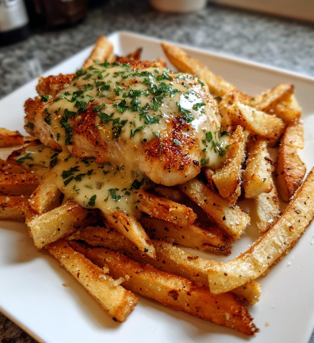 Creamy Garlic Butter Chicken with Crispy Parmesan Fries