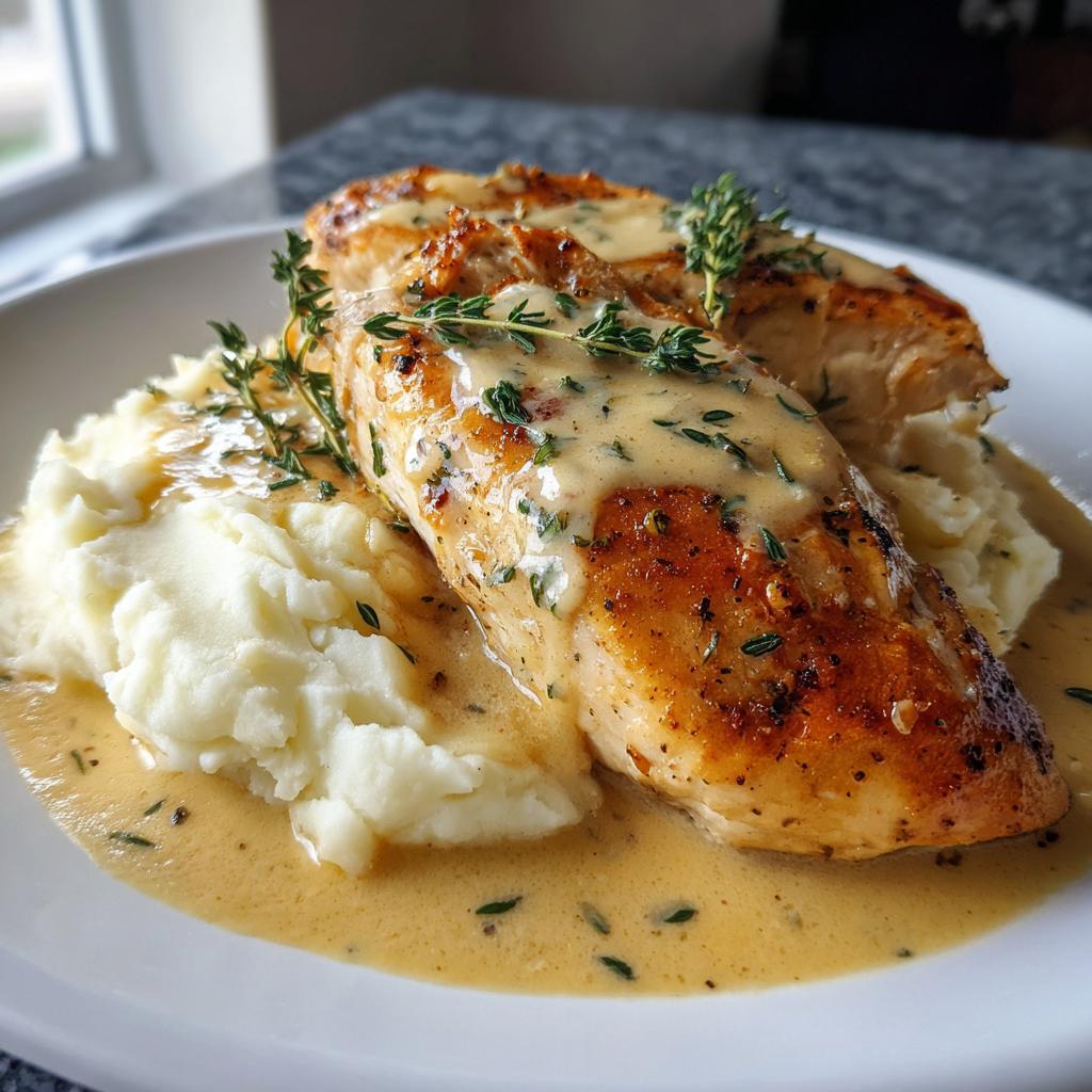 Creamy Garlic Chicken with Mashed Potatoes
