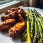 Crispy Air Fryer Chicken Wings with Parmesan Asparagus