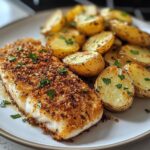Crispy Air Fryer Fish Fillets with Garlic Potato Slices