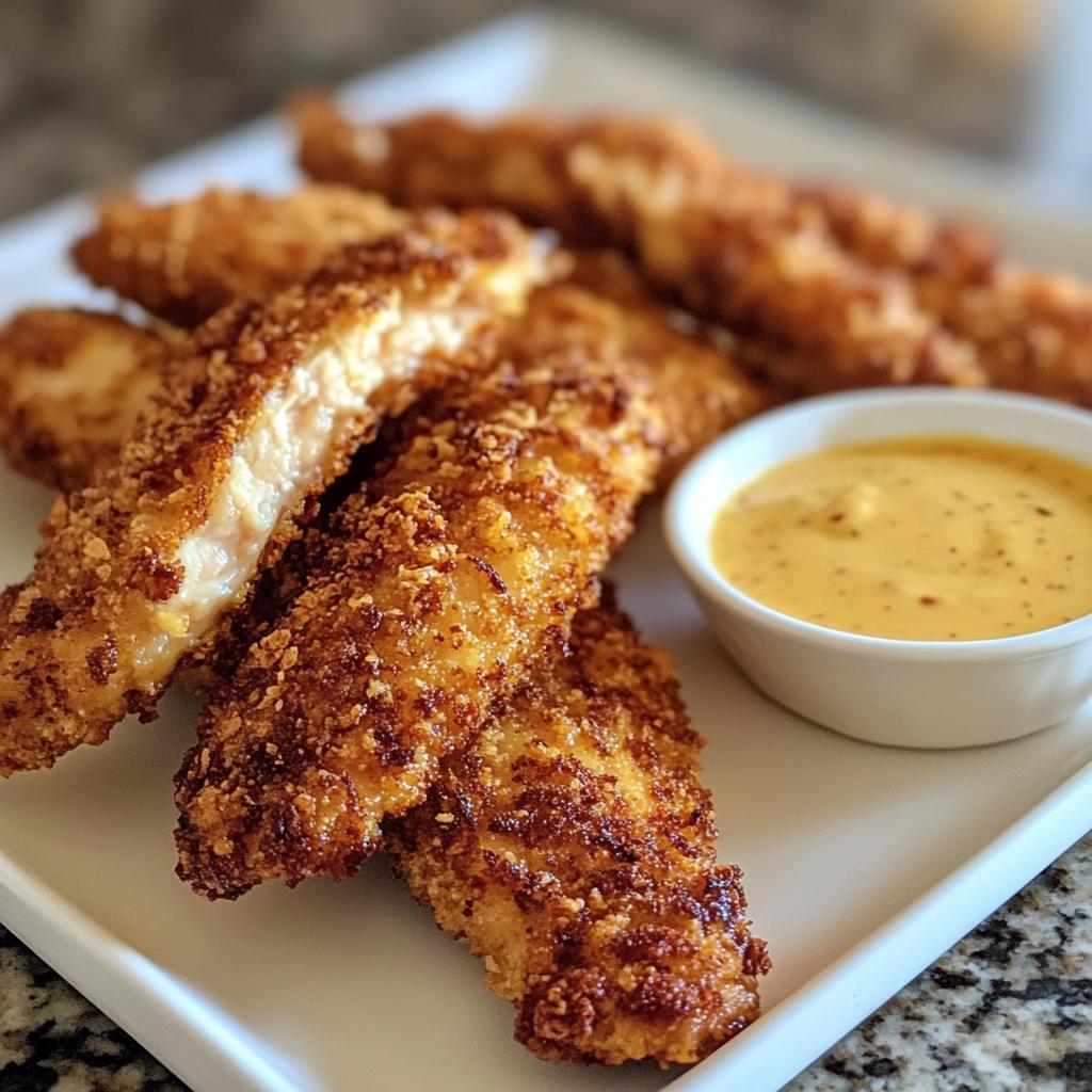 Crispy Chicken Strips with Honey Mustard Dip