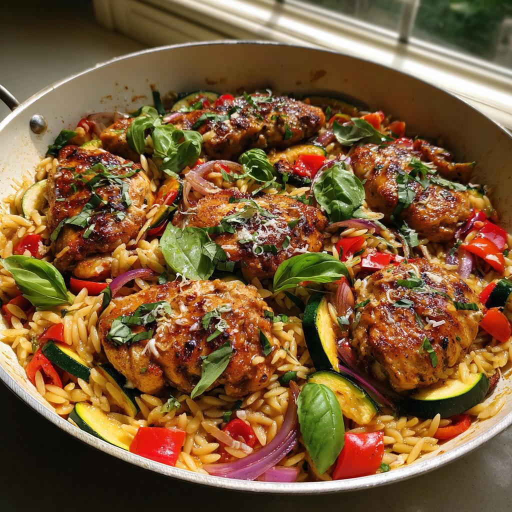 Easy One-Pan Balsamic Chicken Orzo with Vegetables