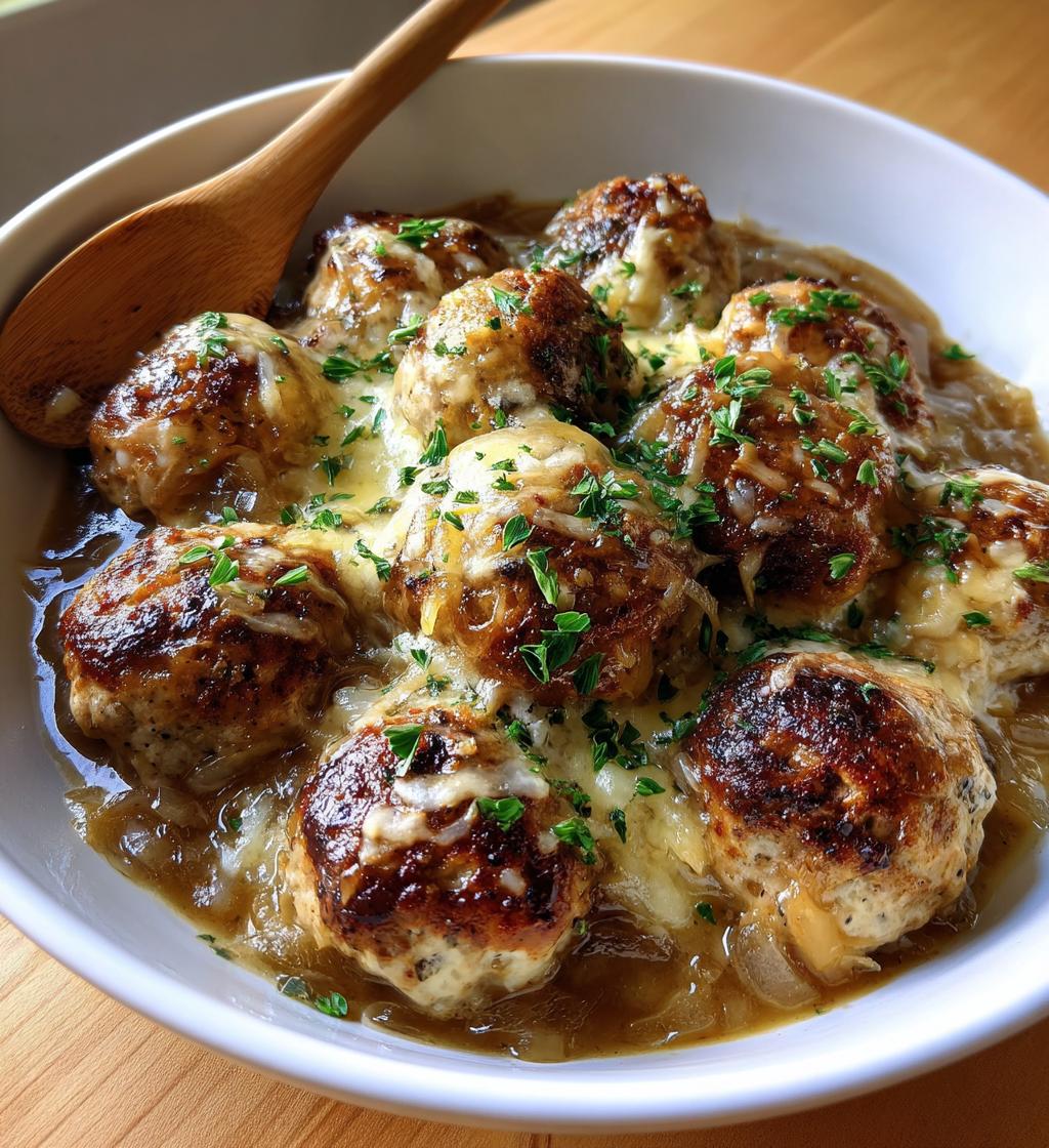 French Onion Meatballs with Savory Onion Sauce