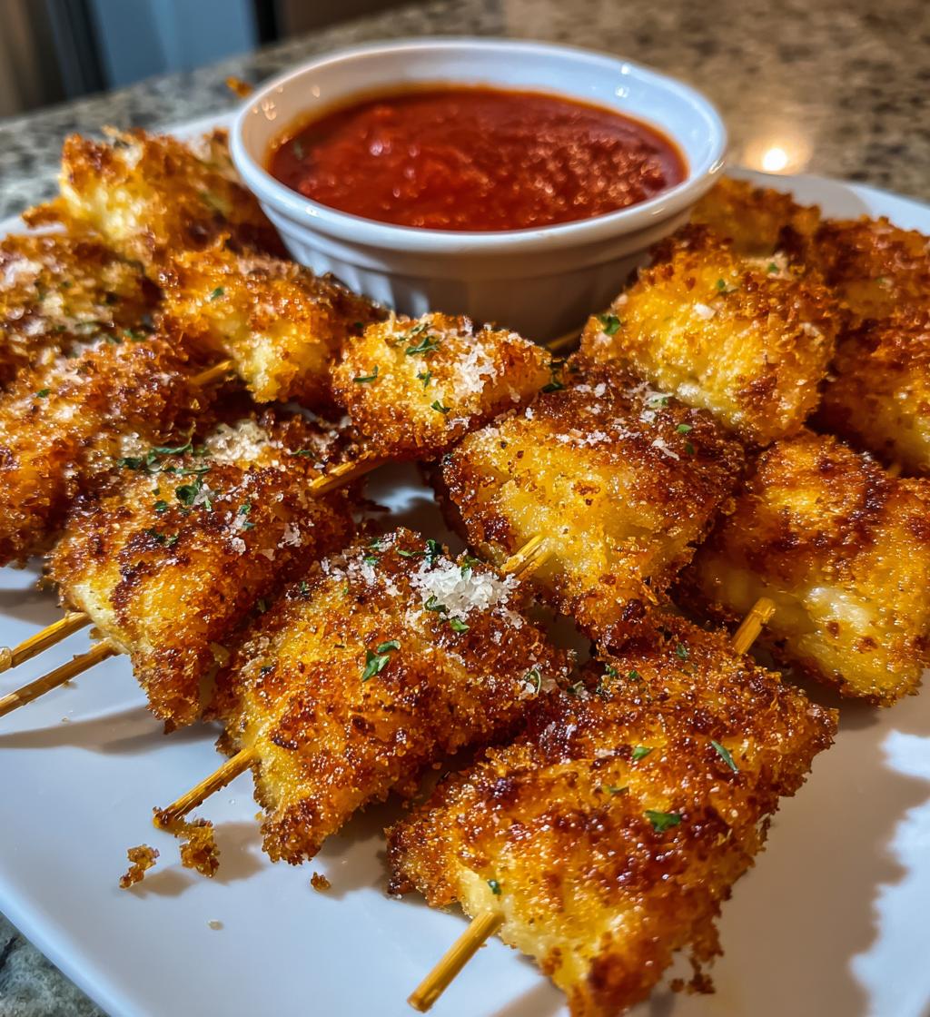 Fried Ravioli on Skewers