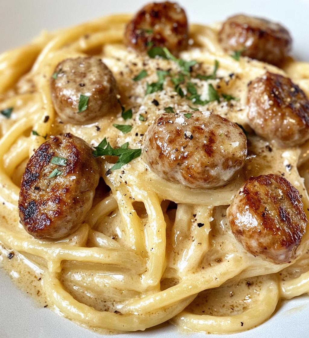 Garlic Butter Sausage Bites with Creamy Parmesan Pasta