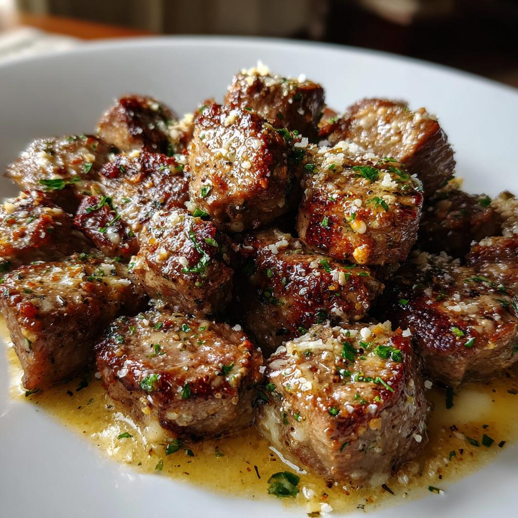 Garlic Butter Steak Bites with Creamy Parmesan Sauce